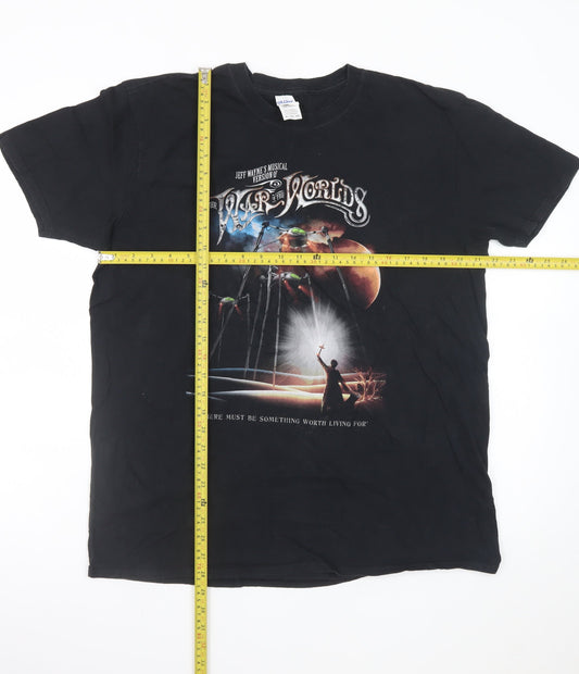 Gildan Men’s Black XL War of The Worlds Music Graphic T-Shirt