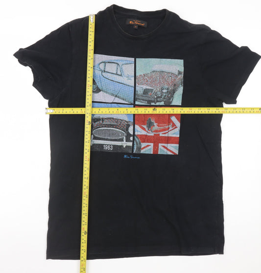 Ben Sherman Men's Black Graphic Car Print T-Shirt Medium