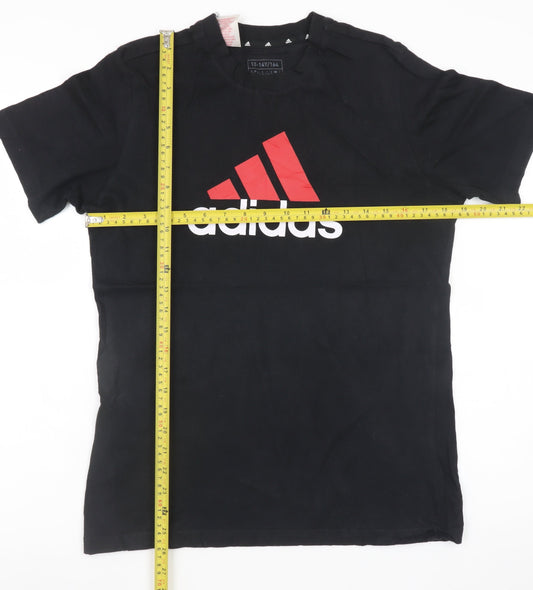 Adidas Teens Black Short Sleeve Sports Logo T-Shirt Size S