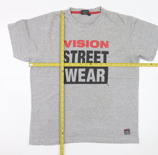 Vision Street Wear Men's Grey Graphic T-Shirt M Regular Fit