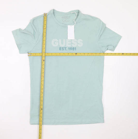 Guess Eco Men’s Mint Green Slim Fit Cotton Blend T-Shirt M