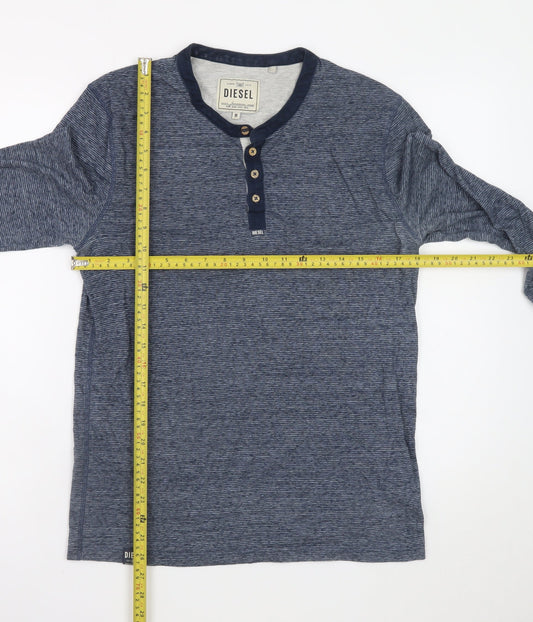 Diesel Men’s Blue Henley Long Sleeve T-Shirt Size M