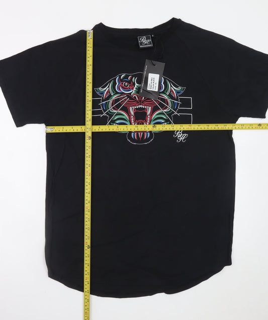 Beck & Hersey Men's Black XL Cotton Graphic Tiger T-Shirt