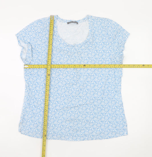 Laura Ashley Women's Blue Floral Cotton T-Shirt UK 16