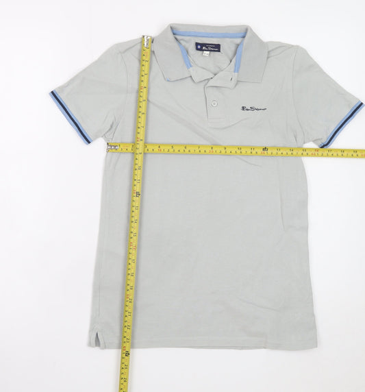 Ben Sherman Boys Grey Cotton Polo Shirt 12-13 Years Short Sleeve Logo
