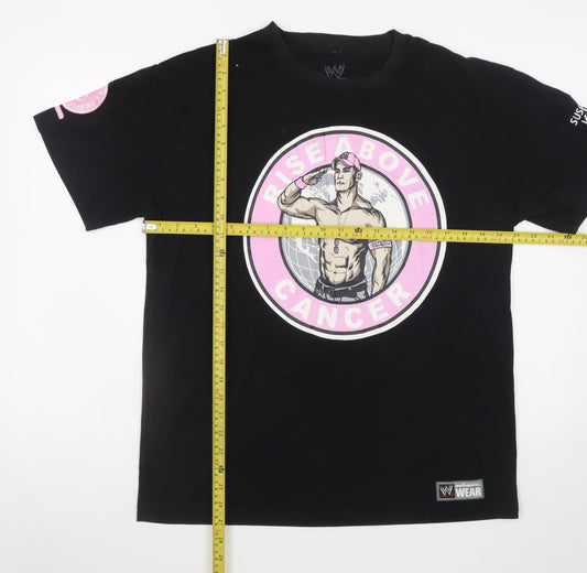 WWE Men's Black John Cena Rise Above Cancer Graphic T-Shirt Size L