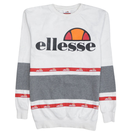 Additional front view of Ellesse women’s white grey logo pullover sweatshirt uk 4