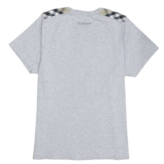 Burberry London Men's Grey Check Shoulder Slim Fit Cotton T-Shirt L