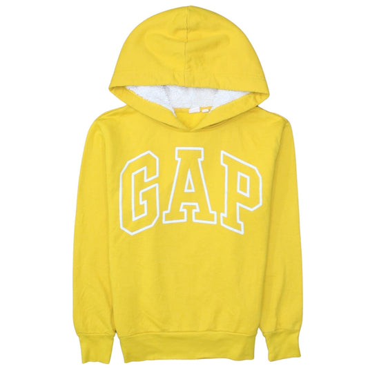 Gap Womens Yellow Pullover Hoodie Small Cotton Blend Logo Casual