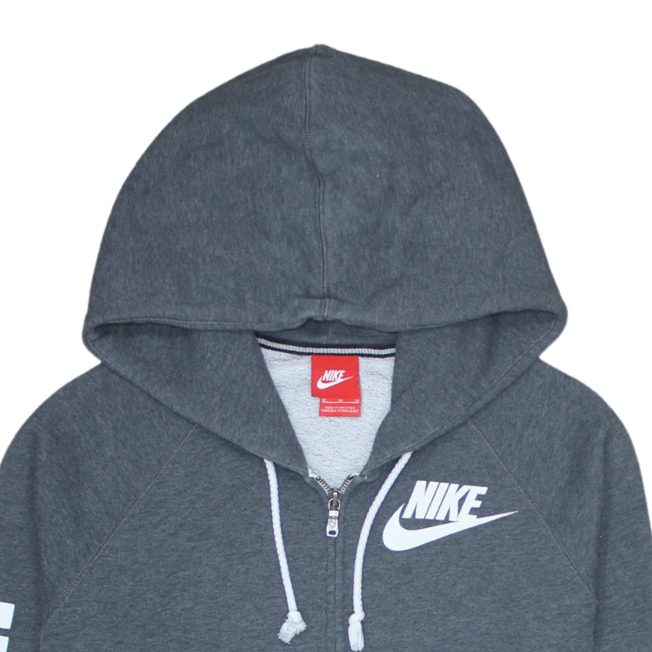 Nike Men's Grey Full Zip Hoodie M Sports Logo Just Do It