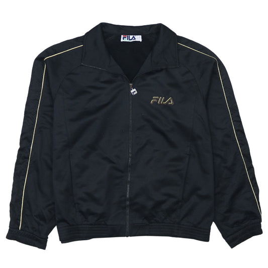 Additional front view of Fila Women's Black XL Full Zip Sweatshirt with Gold Logo Trim