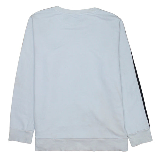 Adidas Women White Crew Neck Sweatshirt Size 10 Long Sleeve Striped Logo