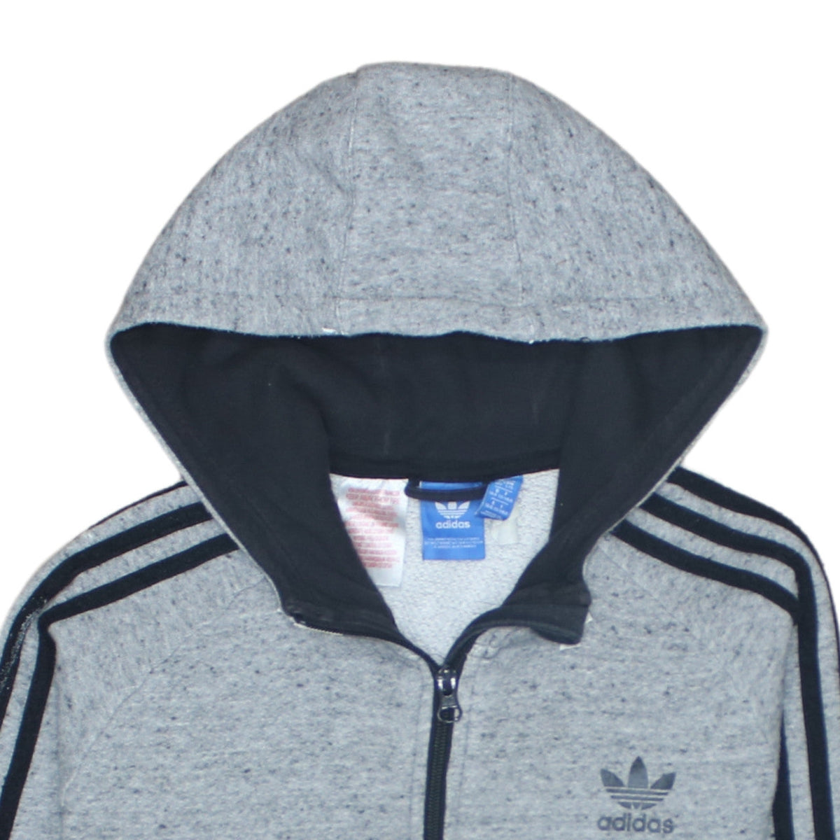 Additional view of Adidas boys’ grey full zip hoodie 13-14 years classic logo hooded sweatshirt