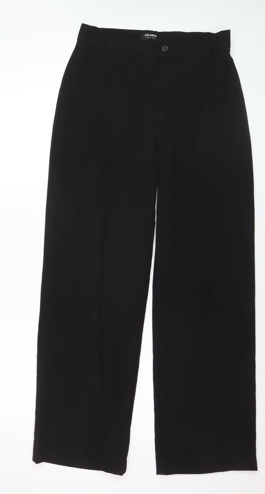 Pull & Bear Womens Black Regular Fit Straight Leg Trousers Size 12