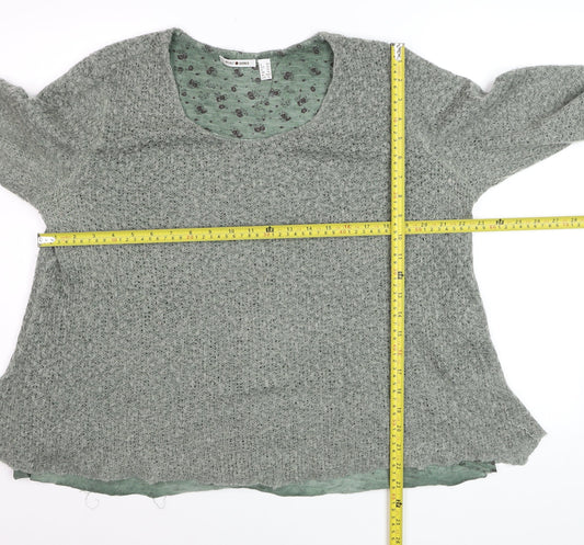 Punt Roma Women Green Knit Long Sleeve Pullover Jumper XL