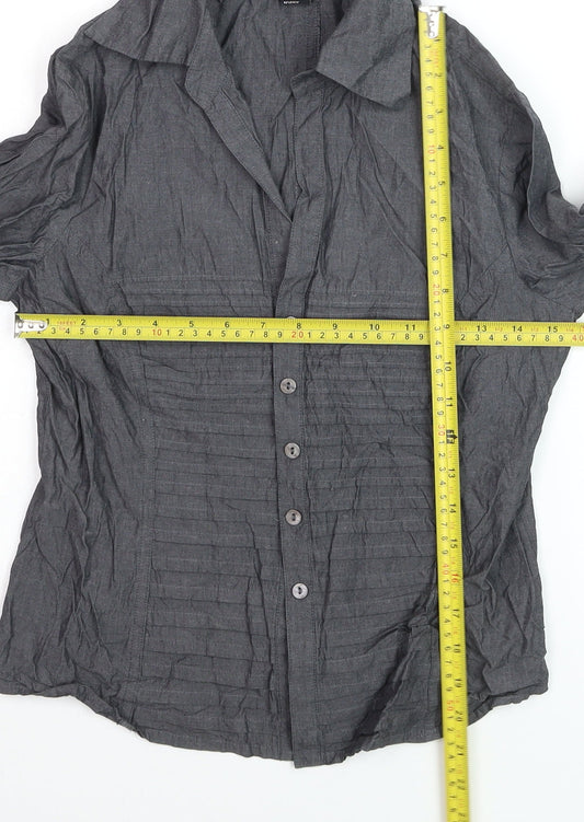 Tracy M Men's Grey Cotton Long Sleeve Button-Up Shirt S