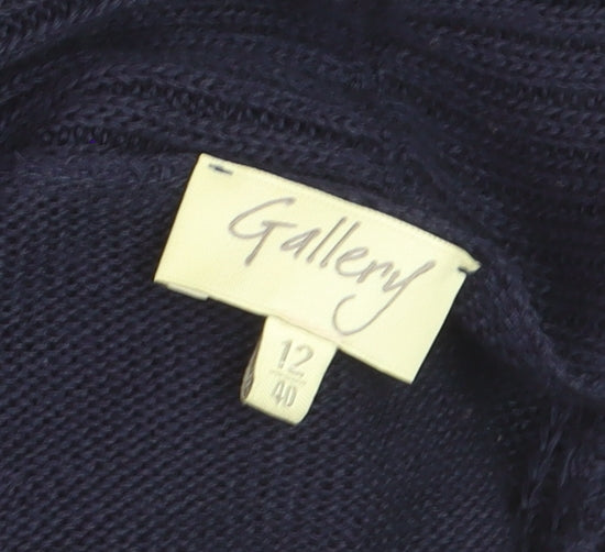 Additional view of Gallery Women’s Blue Long Sleeve Hooded Cardigan, size UK 12
