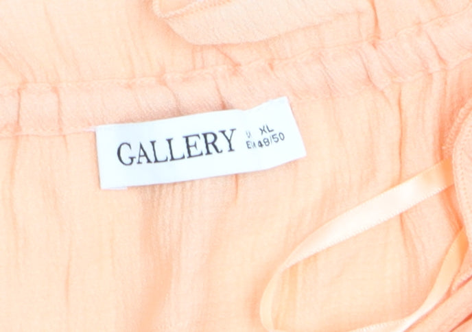 Additional view of Gallery Women’s Orange Tunic Blouse XL Cotton V-Neck Ruffle Sleeve