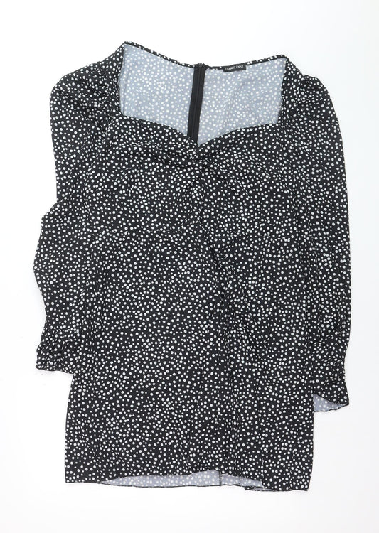 I Saw It First Womens Black Polka Dot Sweetheart Long Sleeve Blouse Size 18