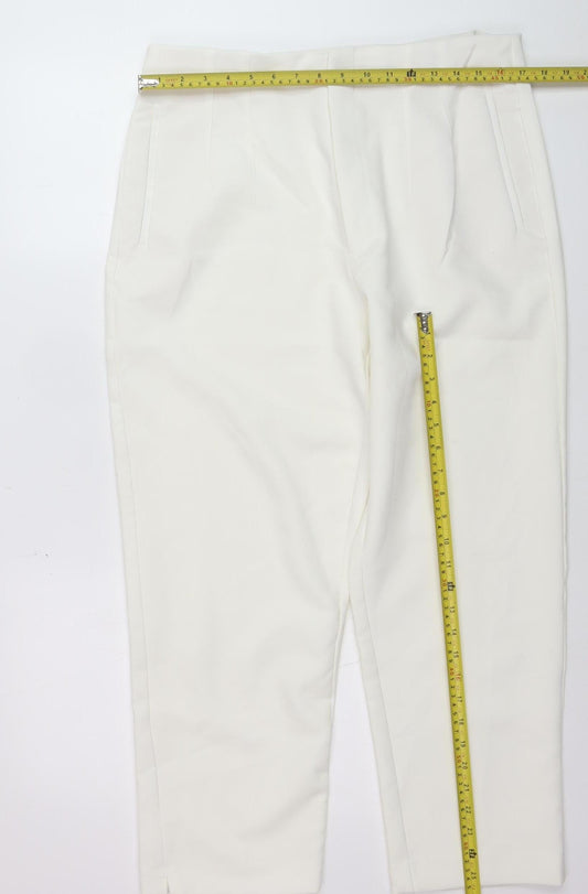 Stradivarius Women White Slim Tapered Trousers Size 16
