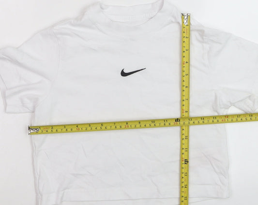 Nike Teens White Loose Fit Basic T-Shirt XS Cotton Crew Neck