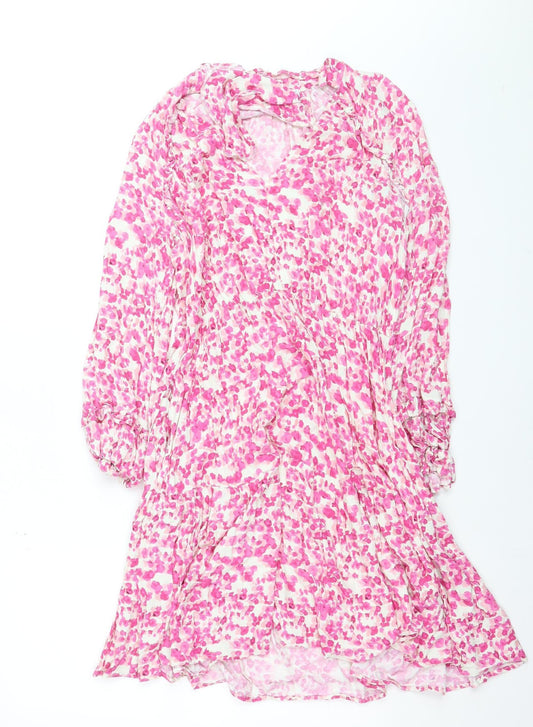 Additional front view of Gallery Women's Pink Floral A-Line Short Dress, size 12