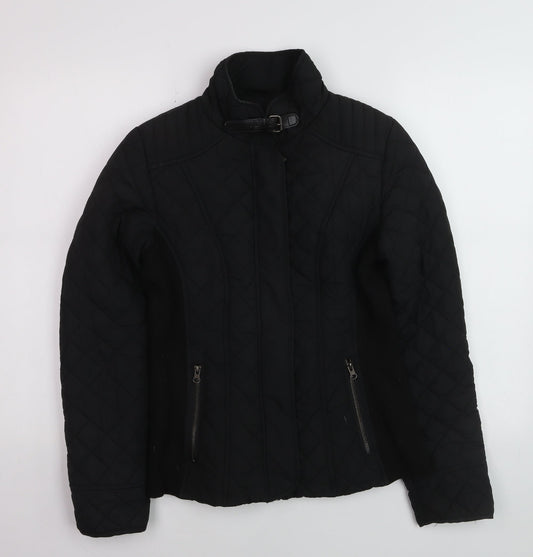 Dunnes Women's Black Quilted Short Jacket Size 10