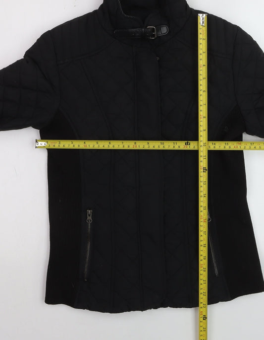 Dunnes Women's Black Quilted Short Jacket Size 10