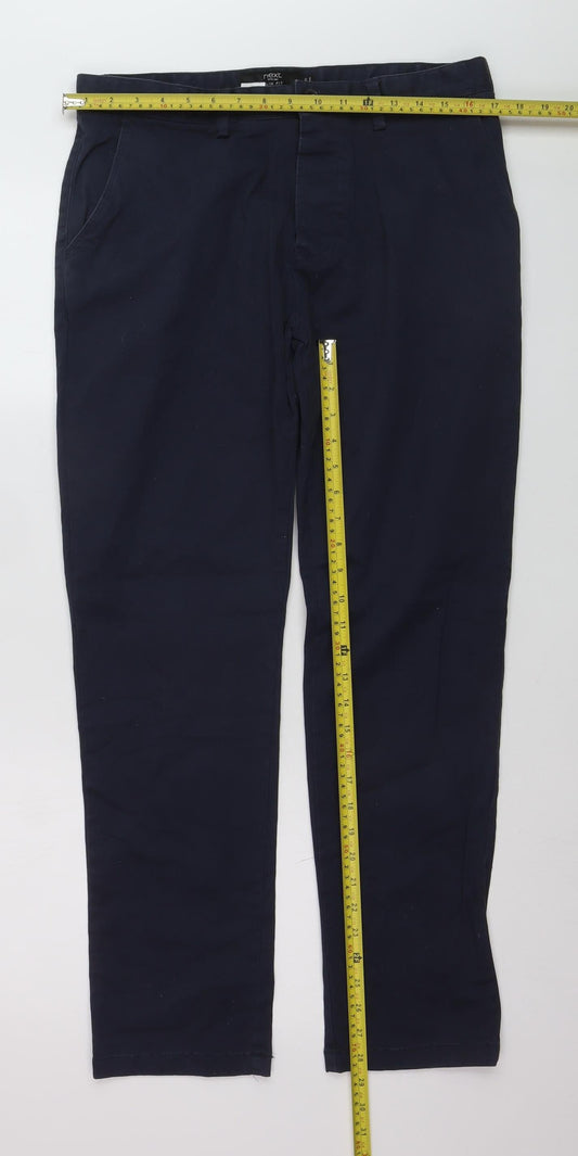 Next Women's Blue Slim Fit Chino Trousers 32S Cotton Blend
