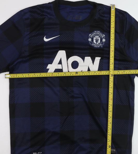 Nike Manchester United Navy Check Dri-Fit Men's Large Football T-Shirt