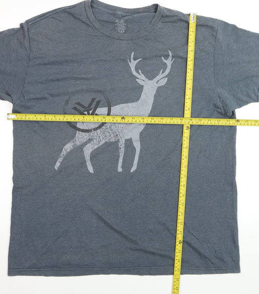 Vortex Men's Grey XL Graphic Deer Lightweight Cotton Blend T-Shirt