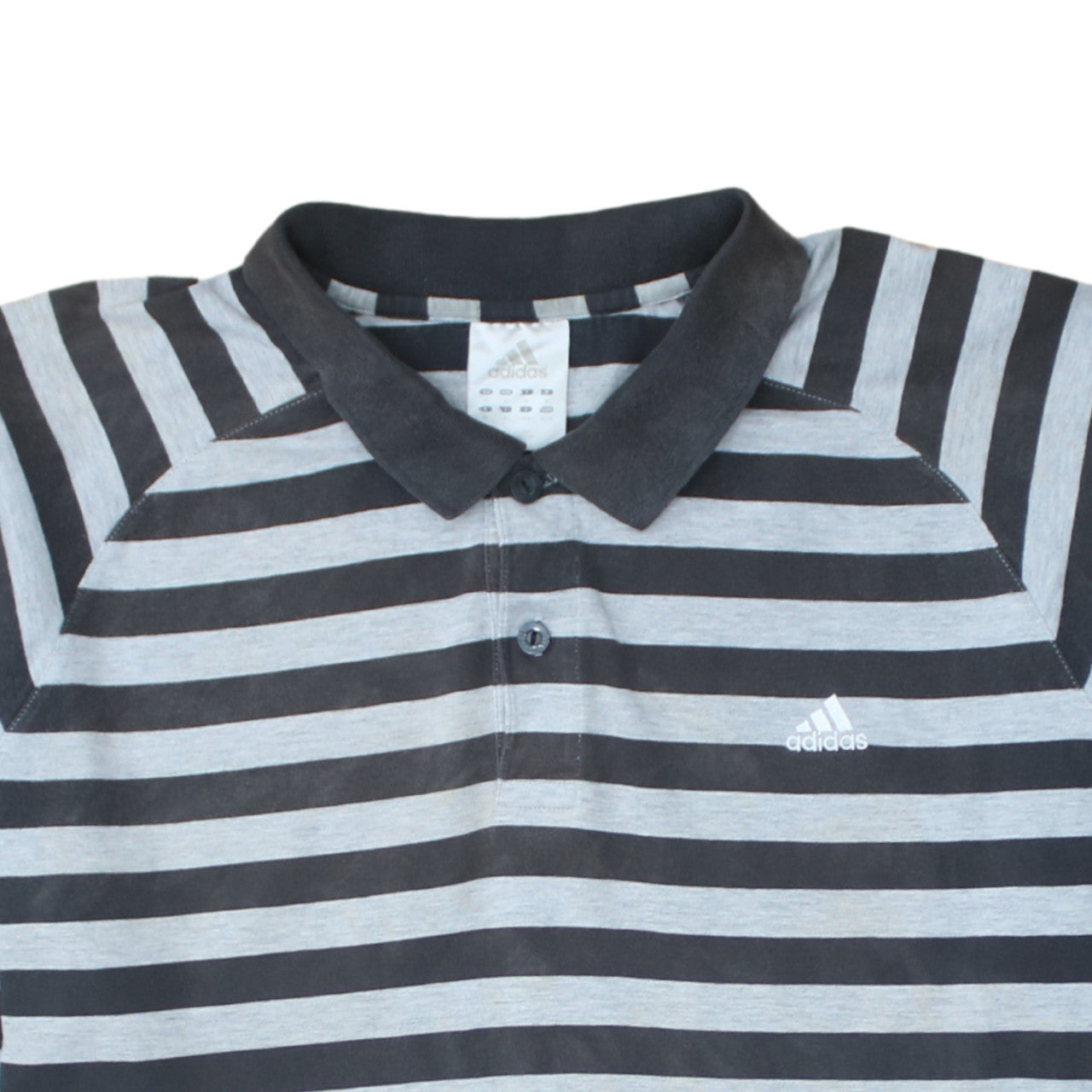 Adidas Men's Grey Striped Cotton Polo Shirt XL