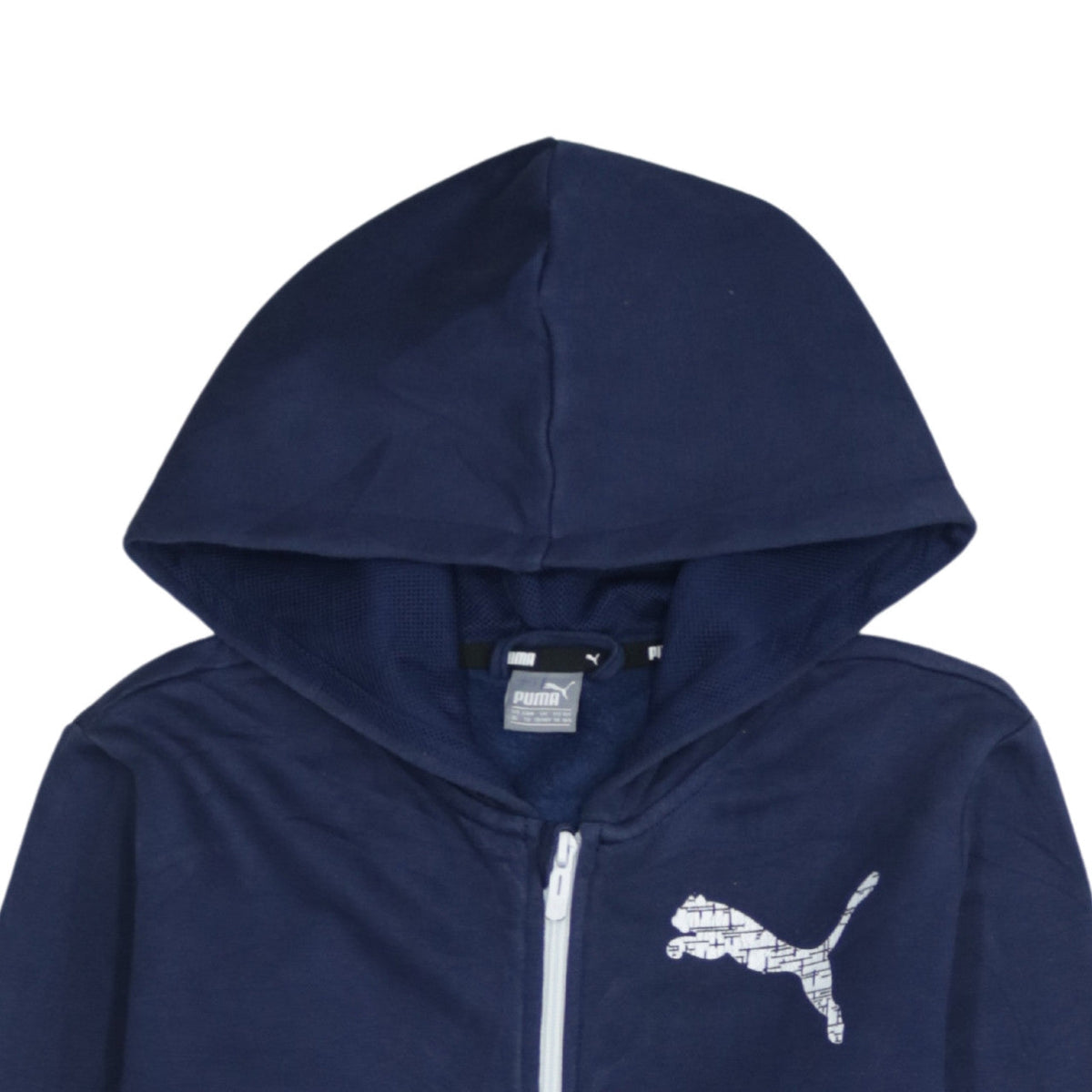 Additional view of Puma boys’ navy blue full zip hoodie, size 14-15, years cotton blend