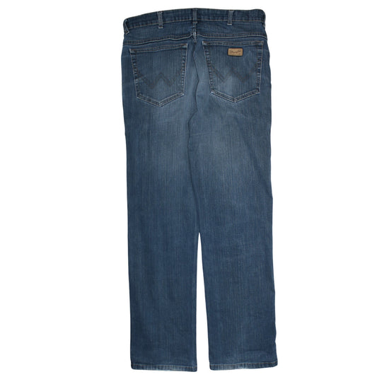 Wrangler Men's Blue 34x32 Straight Fit Stretch Denim Jeans