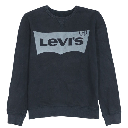 Additional front view of Levi's Black Graphic Logo Crew Neck Teens 14 Cotton Sweatshirt
