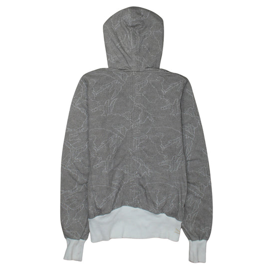 Nike Women's Grey Full Zip Hoodie Small - Logo Print Drawstring Hooded Sweatshirt