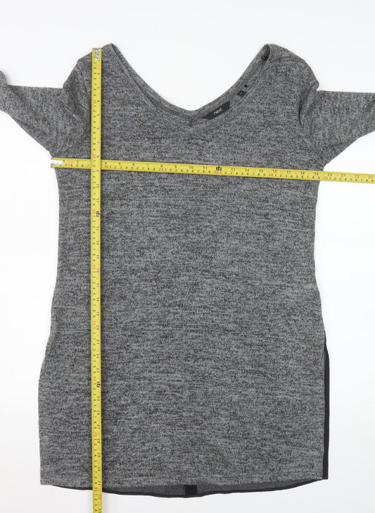 Next Women’s Grey V-Neck Long Sleeve Knit Tunic Jumper Size 12