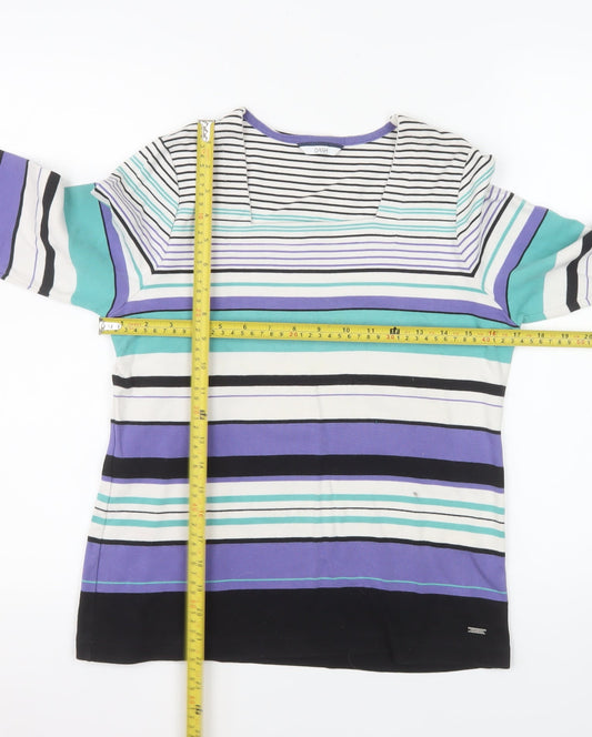 DASH Women’s Multicoloured Long Sleeve Striped Cotton T-Shirt Size 12