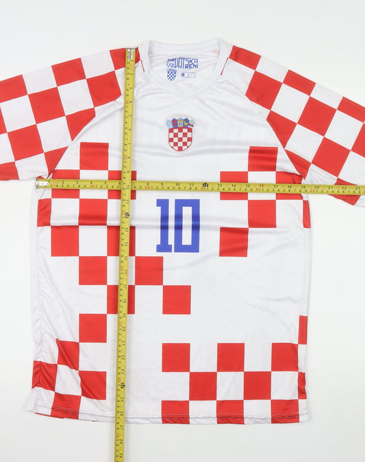 Vatreni Croatia Men's White Red Check Sports T-Shirt Size L