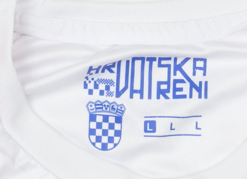 Vatreni Croatia Men's White Red Check Sports T-Shirt Size L