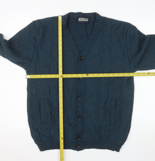 Alessandro Martelli Men's Blue Wool Blend Button Cardigan L
