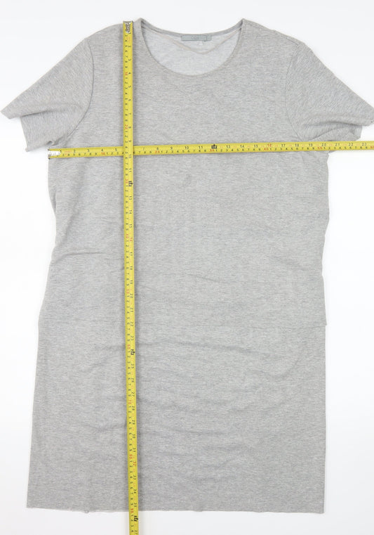 COS Women Grey Knee Length T-Shirt Dress Size 14 Short Sleeve Stretch
