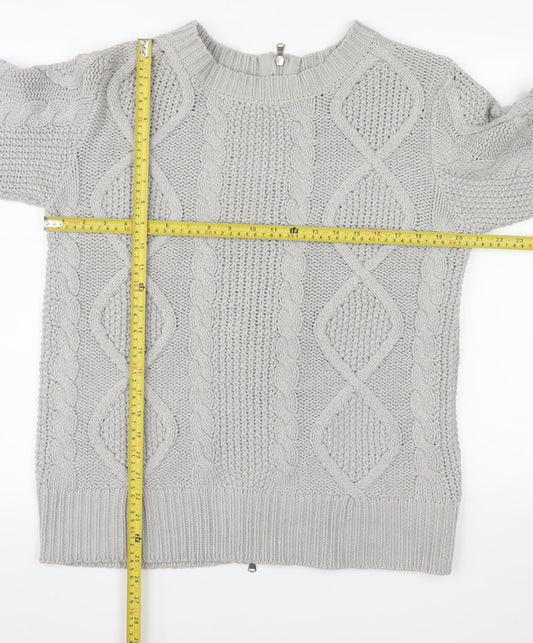Carolyn Donnelly The Edit Women Grey Small Cable-Knit Full Zip Jumper