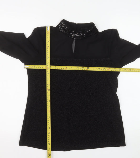 Dunnes Stores Women’s Black Sequin Long Sleeve Tunic Blouse Size 14
