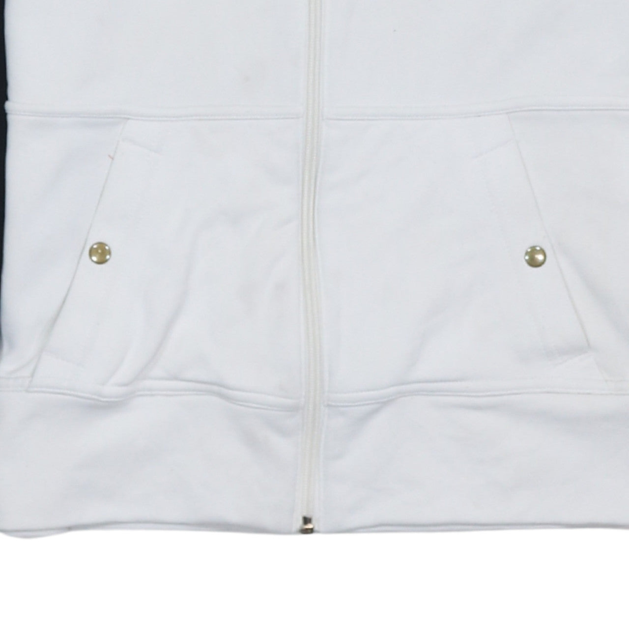 Additional view of Adidas women’s white full zip hoodie, size UK 12, raglan sleeve sportswear