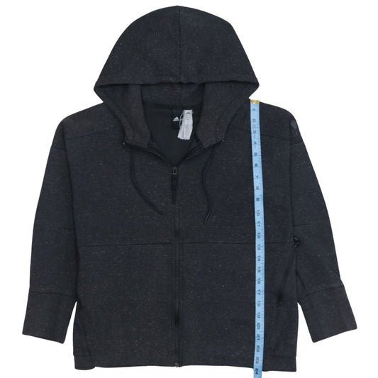 Adidas Women Black Full Zip Hoodie Size 16-18 L Hooded Sweatshirt