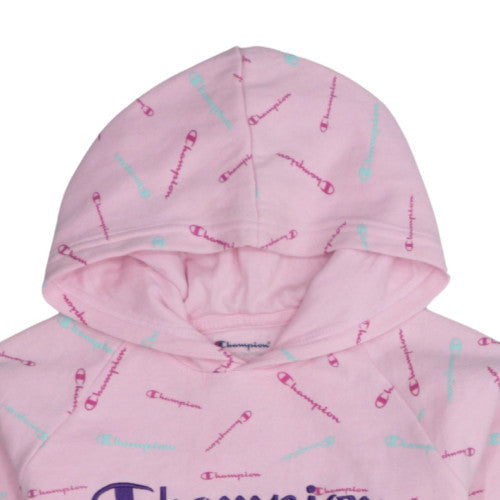 Additional view of Champion girls’ pink pullover hoodie l graphic print cotton blend