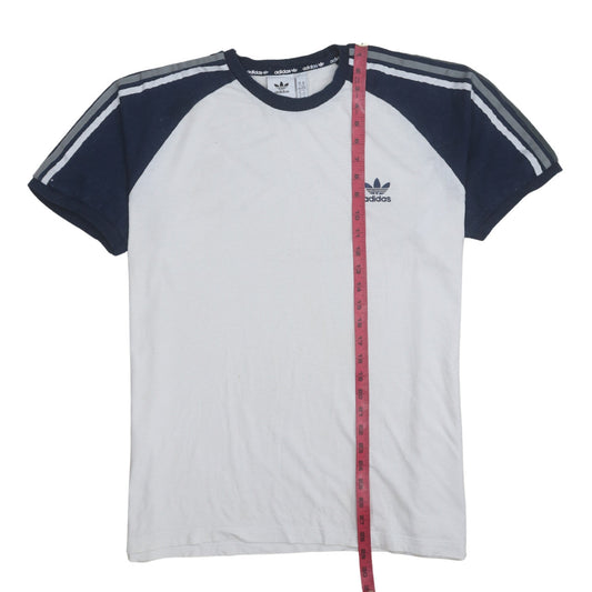 Adidas Men's White Navy XL Crew Neck Logo Sports T-Shirt