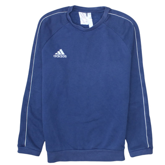 Additional front view of Adidas boys’ blue crew neck pullover fleece sweatshirt 13-14 years