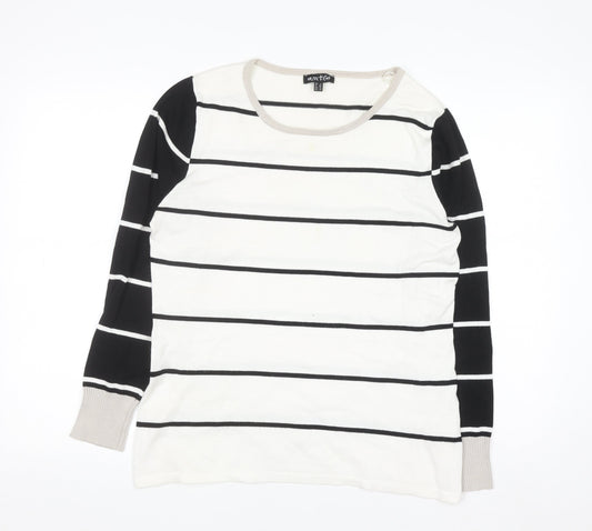 Marble Women’s Black & White Striped Pullover Jumper Size 12